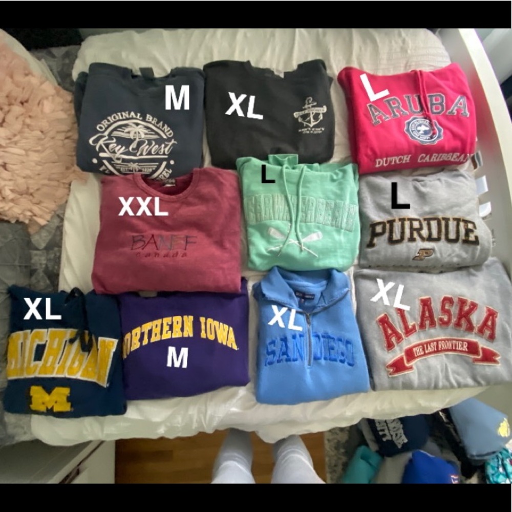 assorted sweatshirts